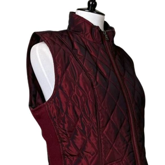 Westport Quilted Vest Zip Front Snap Pockets Padded Deep Red Women's Size Large - Picture 6 of 12